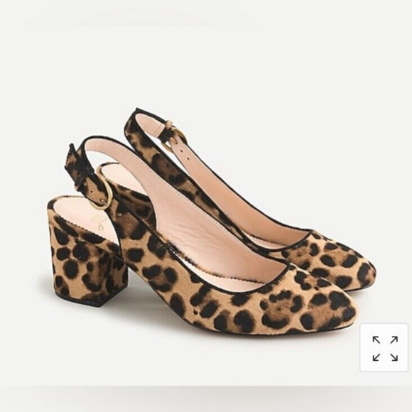 J. Crew Shoes - NEW J Crew Calf Hair Fur Animal Leopard Print Slingback Block High Heel Shoes 6